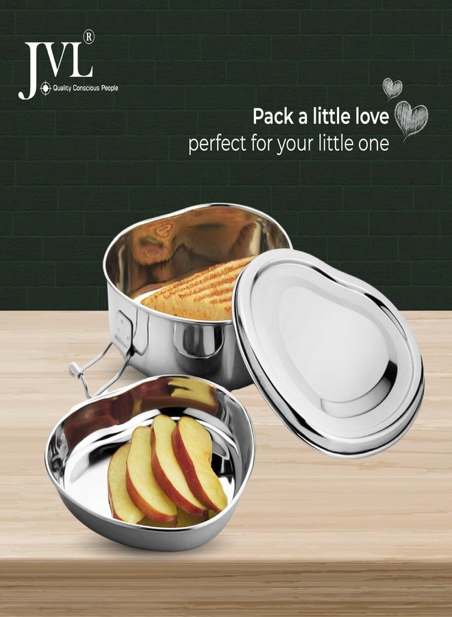 JVL Stainless Steel Lunch Box for Kids, Single Tier Tiffin Box with Inner Plate, Food Grade Steel, Leak Proof & Durable, Ideal for School, Office & Travel (Heart Shape, Small) - Image 5